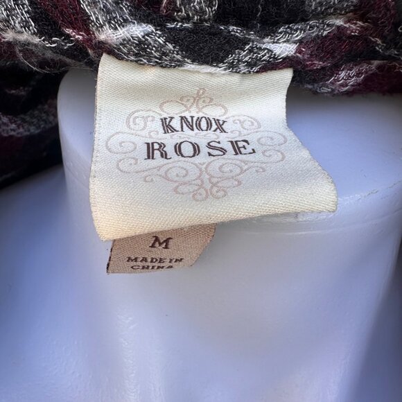 Knox Rose Red Flannel Tasseled Shawl Cardigan Size M - Picture 2 of 8